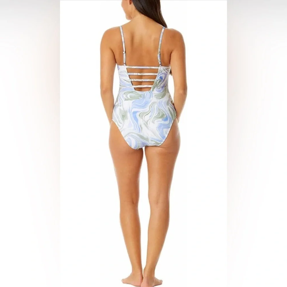 Hurley Blue & Green Swirl One Piece Bathing Suit - Size XL